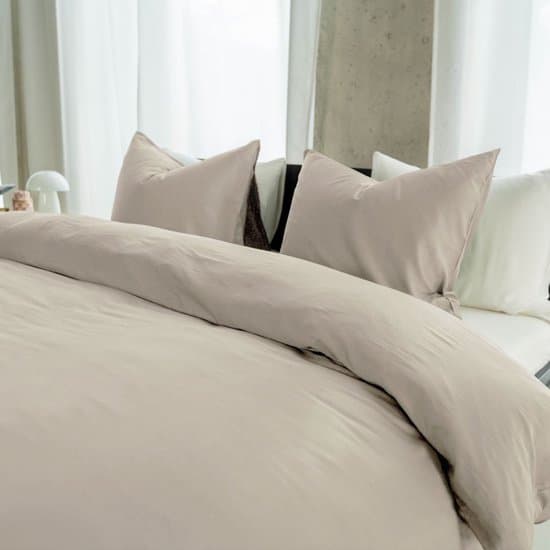 Kayori Saya Dekbedovertrek Katoensatijn - 240x200-220 +2 slopen - Lits-jumeaux - Biologisch Katoen - Beige