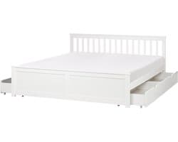 BELIANI OLENDON - Bed met 4 lades - Wit - 180 x 200 cm - Dennenhout