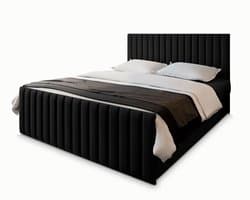 Boxspring ARION 160x200 cm met matras en topper, bedkasten - Zwart