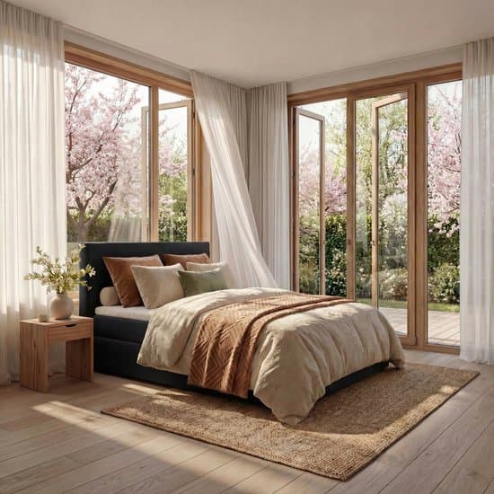 Mörgenn Boxspring Lounge - Pocketvering - Luxe Topper - Zwart - 140x200 cm - Inclusief Dekbed en Kussens