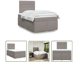 vidaXL Boxspringbed - Boxspring - Boxspring met matras stof taupe 120x200 cm - Matras - Pocketveringmatras - Slaapcomfort