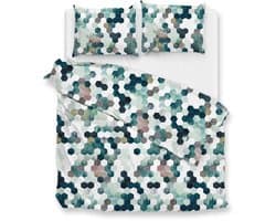 Zohome Dekbedovertrek Esagona - Green - Abstract - Dekbedovertrek 200x200/220 cm - 100% Microvezel - Tweepersoons Dekbedovertrek