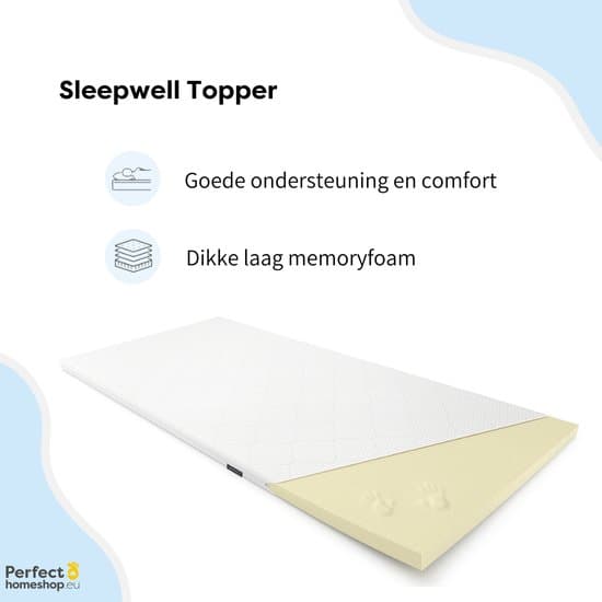 Traagschuim topper 180x200 – Matrastoppers Nasa Memory Schuim – Wasbare Hoes