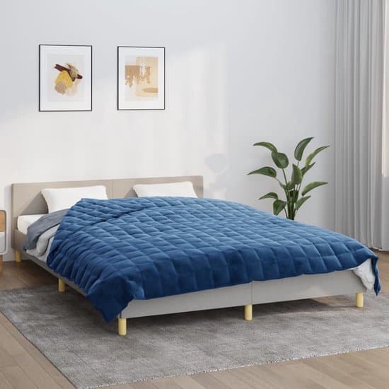 vidaXL Slaapcomfort - Verzwaringsdeken - Verzwaringsdeken 220x230 cm 15 kg stof blauw - Slaaphouding - Slapeloosheid - Deken Katoen