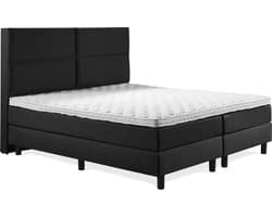 Boxspring Luxe 160x200 4 vlaks Zwart Lederlook
