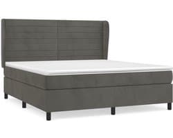 vidaXL - Boxspring - met - matras - fluweel - donkergrijs - 180x200 - cm