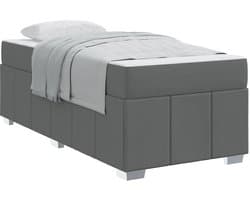 vidaXL - Bedframe - met - matras - Donkergrijs - 90 - x - 200 - cm - Stof