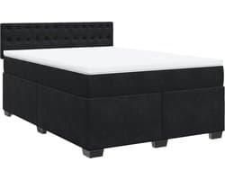 vidaXL - Boxspring - met - matras - fluweel - zwart - 140x200 - cm