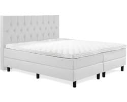 Boxspring Luxe 180x200 Capiton Wit Lederlook