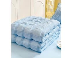 Dekbed zonder overtrek - Zomerquilt Zomerdeken - Koel slapen - Omkeerbaar design - 200 x 230 cm - Blauw