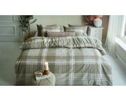 Rivièra Maison Tartan Check dekbedovertrek - Lits-Jumeaux - 240 x 200/220 cm - Zand