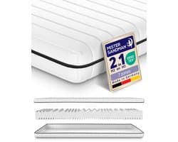 Matras - 180x200 - 7 zones - koudschuim - premium plus tijk - 15 cm hoog - Stevig