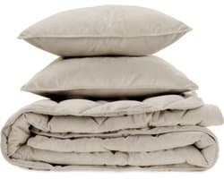 Sleeptime 2 in 1 Velvet Dekbed zonder Overtrek Dekbed - Dekbed inclusief slopen - 200 x 200 - Taupe/Grijs