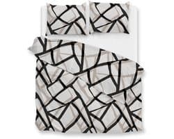 Zohome Serena Dekbedovertrek - Grijs - Tweepersoons - Dekbedhoes van 100% Katoen-Flanel - Abstract - 200x220 + 2 slopen 60/70 cm - AW25