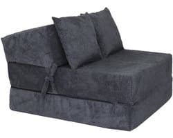 Opvouwbaar matras - 200x70x15cm - velvet dot - antraciet