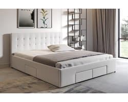 Meubella - Tweepersoonsbed Milo - Wit - 160x200 cm