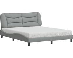 vidaXL - Bed - met - matras - "Hvar" - stof - lichtgrijs - 160x200 - cm