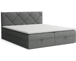 Meuba Home - Valeria Boxspring - Grijs - 160x200 - Stof - Met topper 8cm