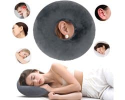 Hoofdkussens - Oorkussen met Middengat - Orthopedisch Kussen voor Zijslapers - Orthopedisch Piercing Hoofdkussen 29x29cm – Donut Kussen met Gat – Zijslaapkussen – Ringkussen voor Oor - Grijs