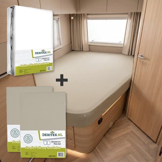 Dexitex Frans bed - 1 molton met 2 hoeslakens zandkleur - rechts