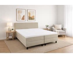 Boxspring Ayla Royal - 160x220 Compleet - Beige Glad - Ayla Matrassen - 2 persoons