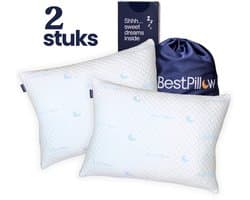 2x BestPillow™ Aanpasbaar Hoofdkussen - 70x50cm - Traagschuim (Memory Foam) & Latex - Verkoelend & Ergonomisch - Voorkomt Nekklachten - Geschikt voor rug-, buik & zijslaper - Premium Kwaliteit - Hardheid Afstelbaar