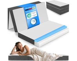 ELONEO Opvouwbaar Matras – Visco Schuim - 140x200 cm - 15 cm Extra Dik - Wasbare Hoes - Logeerbed