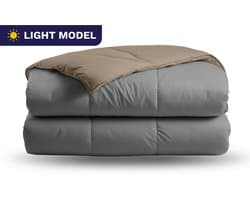 Zelesta Premiumbed Light - Anthracite & Taupe 240x200 - Zomerdekbed zonder overtrek - Katoenen dekbed - Dekbed met vaste hoes - Hoesloos dekbed