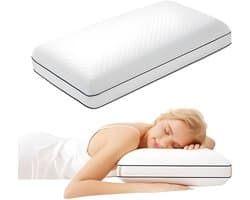 Gel Memory Foam Kussen - Orthopedisch Hoofdkussen voor Zijslapers - Ergonomisch Kussen met Afneembare Overtrek - Verlicht Nekpijn - 60 x 40 x 12 cm