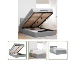 vidaXL Boxspring - Bed Frame - Bed met matras 120x200 cm stof lichtgrijs - Tweepersoonsbed - Stapelbaar Bed - Opbergbed