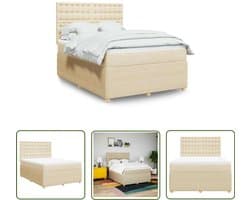 vidaXL Boxspringbed - Boxspring - Boxspring met matras stof crèmekleurig 140x190 cm - Matras - Slaapcomfort - Creme Kleurig