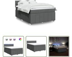 vidaXL Klikmechanisme - Dynamische Sleutel - Boxspring met matras stof donkergrijs 140x200 cm - Draaibare Kop - Torque Wrench - Gereedschapset