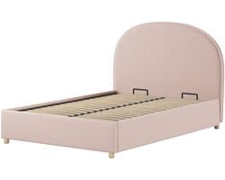 Tweepersoonsbed Maeva - 140x200cm - met opbergruimte - roze - Vipack - Tweepersoons gestoffeerd bed - Roze - Hout; Polyester Tweepersoons Normaal bed