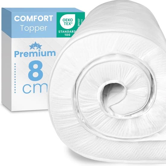 ELONEO Comfortschuim Topper 200x200 cm – 8 cm Dik – Ademende Matras Topper voor Boxspring Bedden