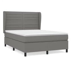 vidaXL - Boxspring - met - matras - stof - donkergrijs - 140x200 - cm