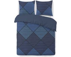 VISION Harold Dekbedovertrekset - 100% katoen: zacht en soepel - Lits-jumeaux - Dekbedovertrek 240 x 220 cm met 2 bijhorende slopen - Blauw - Oekotex gecertificeerd