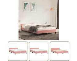vidaXL Bedframe Met Hoofdeinde - Bedframes Met Hoofdeindes - Bed - Slaapmeubel - Bedframe met hoofdeinde zonder matras 120x200 cm fluweel roze