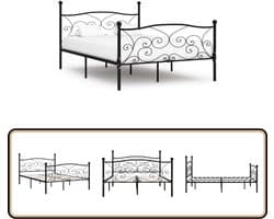 vidaXL Bedframe - Metaal - Zwart - 160x200 cm Metalen Bed Frame - Tweepersoons Bed - Zwarte Bed - Bed Voor Volwassenen - Modern Bed