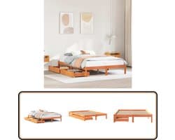 vidaXL Bedframe zonder matras massief grenenhout wasbruin 135x190 cm
