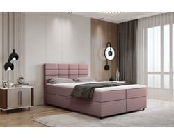 Boxspring met opbergruimte Reve 140 x 200 cm tweepersoons -Inclusief Topper - Roze