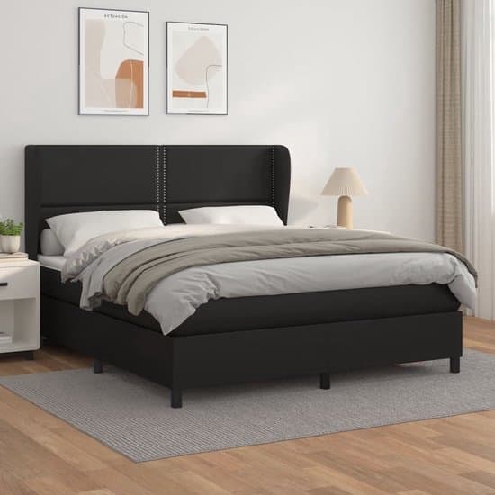 vidaXL Kunstleder Bed - Boxspringbed - Boxspring met matras kunstleer zwart 180x200 cm - Pocketveer Matras - Middenhard Matras - Tweepersoons Bed