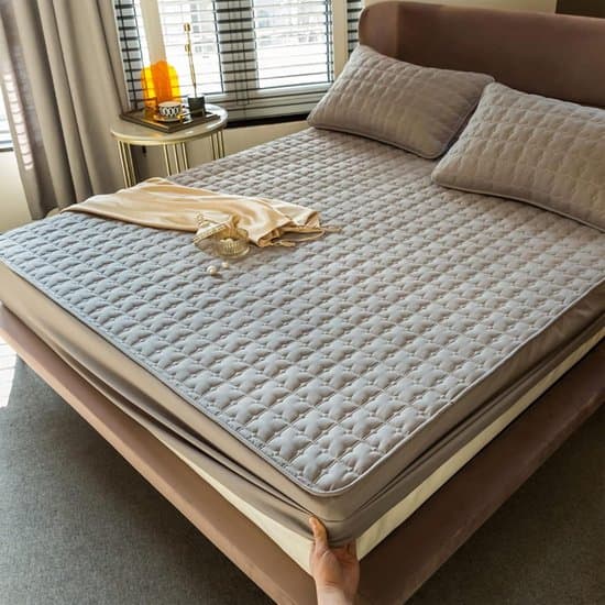 Gewatteerd Hoeslaken - Matrasdekking Sprei - Comfortabel Slapen - Zacht Katoen Gevuld - 90x200cm - Grijs