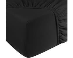 DoubleDry Jersey Stretch Hoeslaken - 100% Katoen - Tweepersoons 160x200 cm - 25cm Matrasdikte - Rondom Elastiek - Zwart