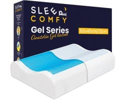 Sleep Comfy - Gel Traagschuim Serie - Hoofdkussen met koelgel - Traagschuim Hoofdkussen - Hoofdkussen Slaapkamer - Anti Nekklachten - Anatolia Gel Kussen | 60x40x14/12 cm