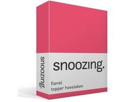 Snoozing - Flanel - Hoeslaken - Topper - Tweepersoons - 120x200 cm - Fuchsia