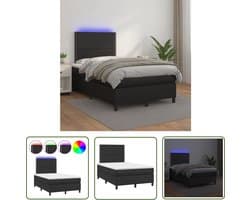 vidaXL Led Bed - Boxspring Bed - Boxspring met matras en LED kunstleer zwart 120x200 cm - Slaapcomfort - Kunstleder Bed - Tweepersoons Bed