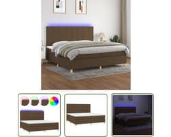 vidaXL Donkere Bruine Boxspring - Boxspring - Boxspring met matras en LED stof donkerbruin 200x200 cm - Led Boxspring - Boxspring Set - Pocketed Spring Mattress