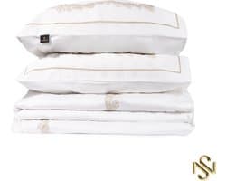 San Naila- Twig Dekbedovertrek- Hoogwaardig Kantoensatijn- Wit- Goud-300tc-Hotel Chic- 240x220 cm