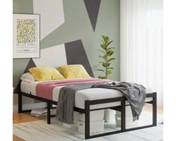 Metalen Bedframe 120x200 – Extra Stevig & Stil Zonder Gekraak – Inclusief Lattenbodem & 32cm Opbergruimte Onder Bed – Modern Zwart Logeerbed / Tienerbed – House&Garden