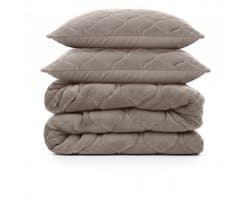 Sleeptime 2 in 1 Teddy Premium Dekbed zonder Overtrek - Dekbed Inclusief Slopen - 240 x 200 cm - Taupe/Grijs